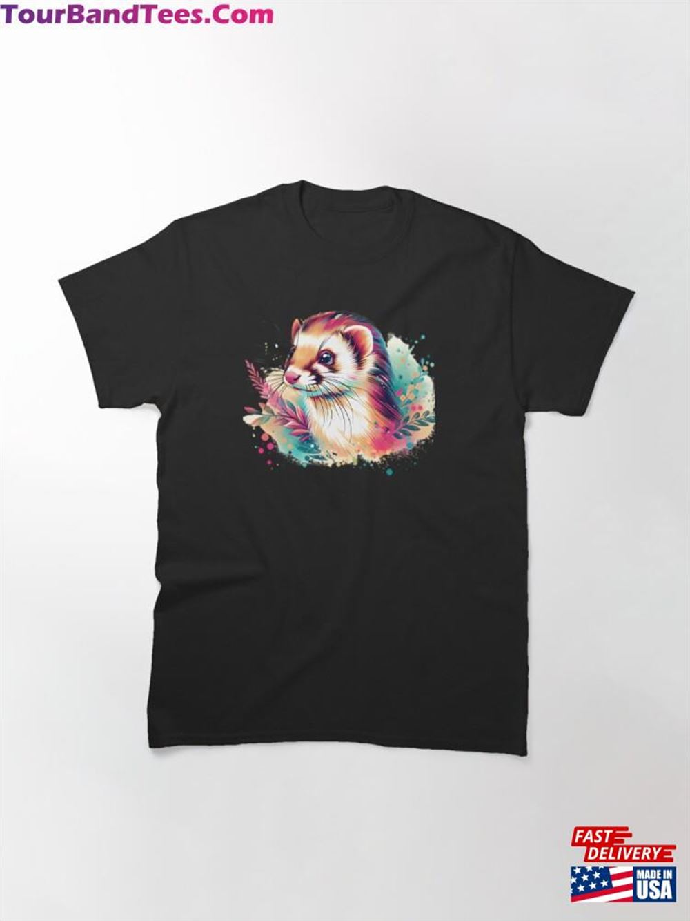 A Beautiful Weasel With The Colorful Background Some Leaves Classic T-Shirt Hoodie Unisex 29Uf098128 – Utopia Fashion