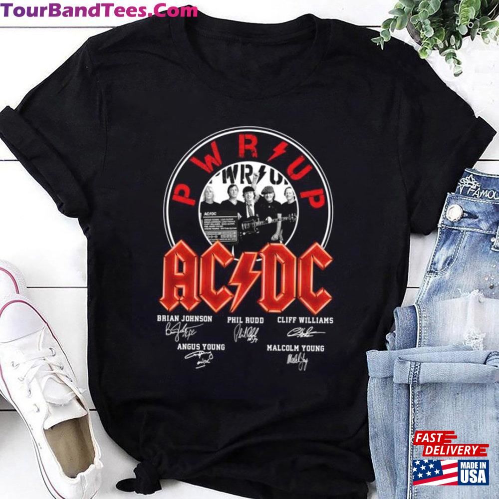 Acdc Rock Band Signatures Shirt Pwr Up Tour Graphic Tee T-Shirt Sweatshirt 29Uf111705 – Utopia Fashion