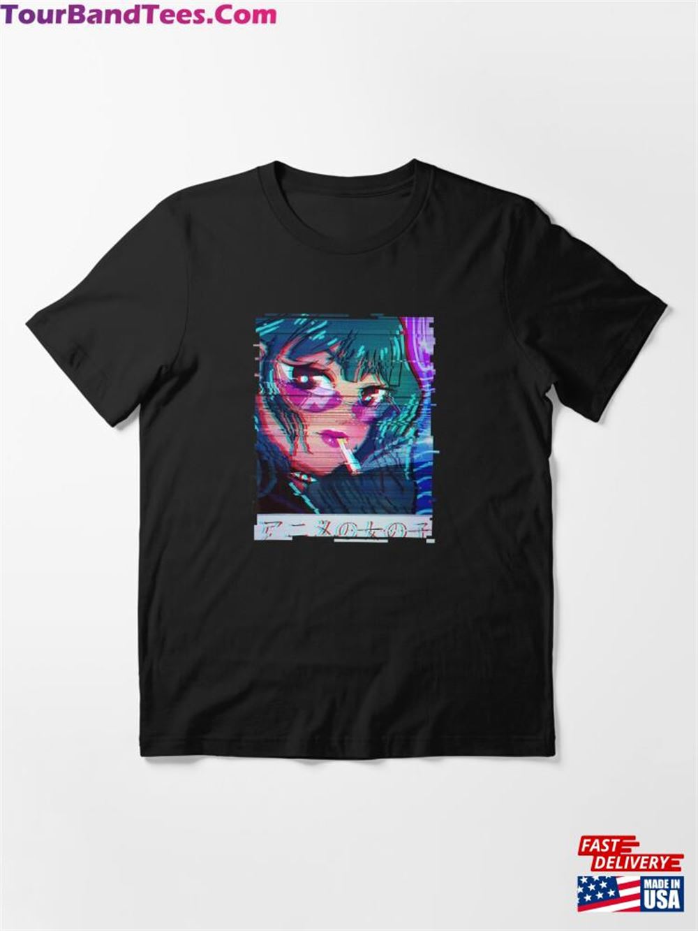 Aesthetic Vaporwave Japanese Glitch Anime Girl Gifts Men Essential T-Shirt Hoodie 29Uf092236 – Utopia Fashion