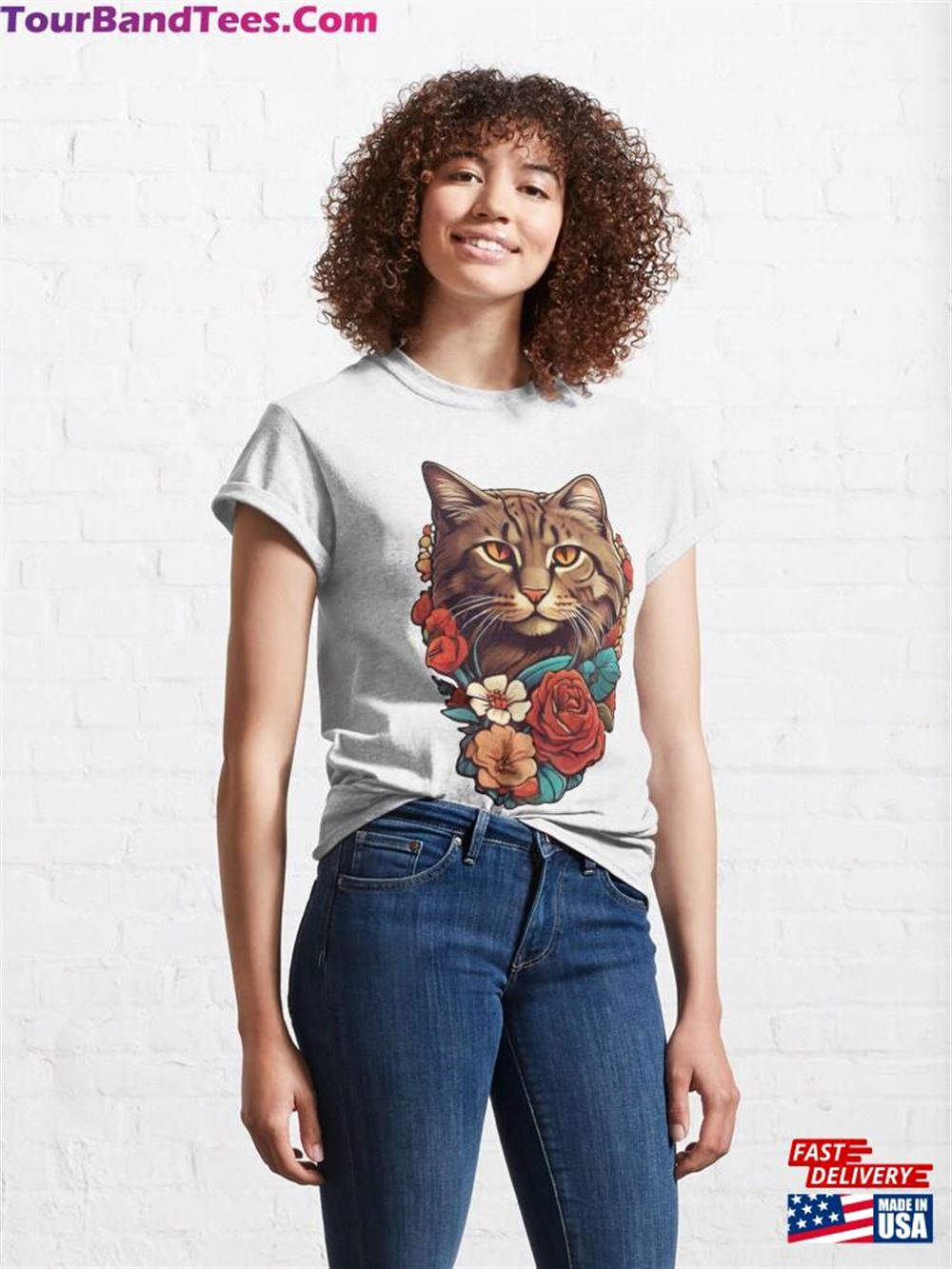 Beautiful Cute Cat Frolicking Among Flowers Enchanting Redbubble Design Classic T-Shirt Hoodie Unisex 29Uf117989 – Utopia Fashion