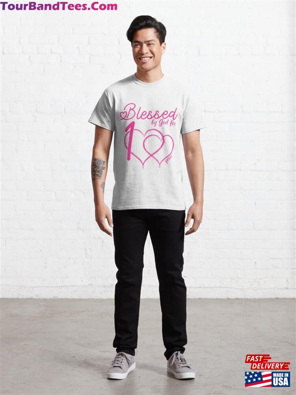 Blessed By God For Years Happy 100Th Birthday White And Pink T-Shirt Unisex 29Uf097485 – Utopia Fashion