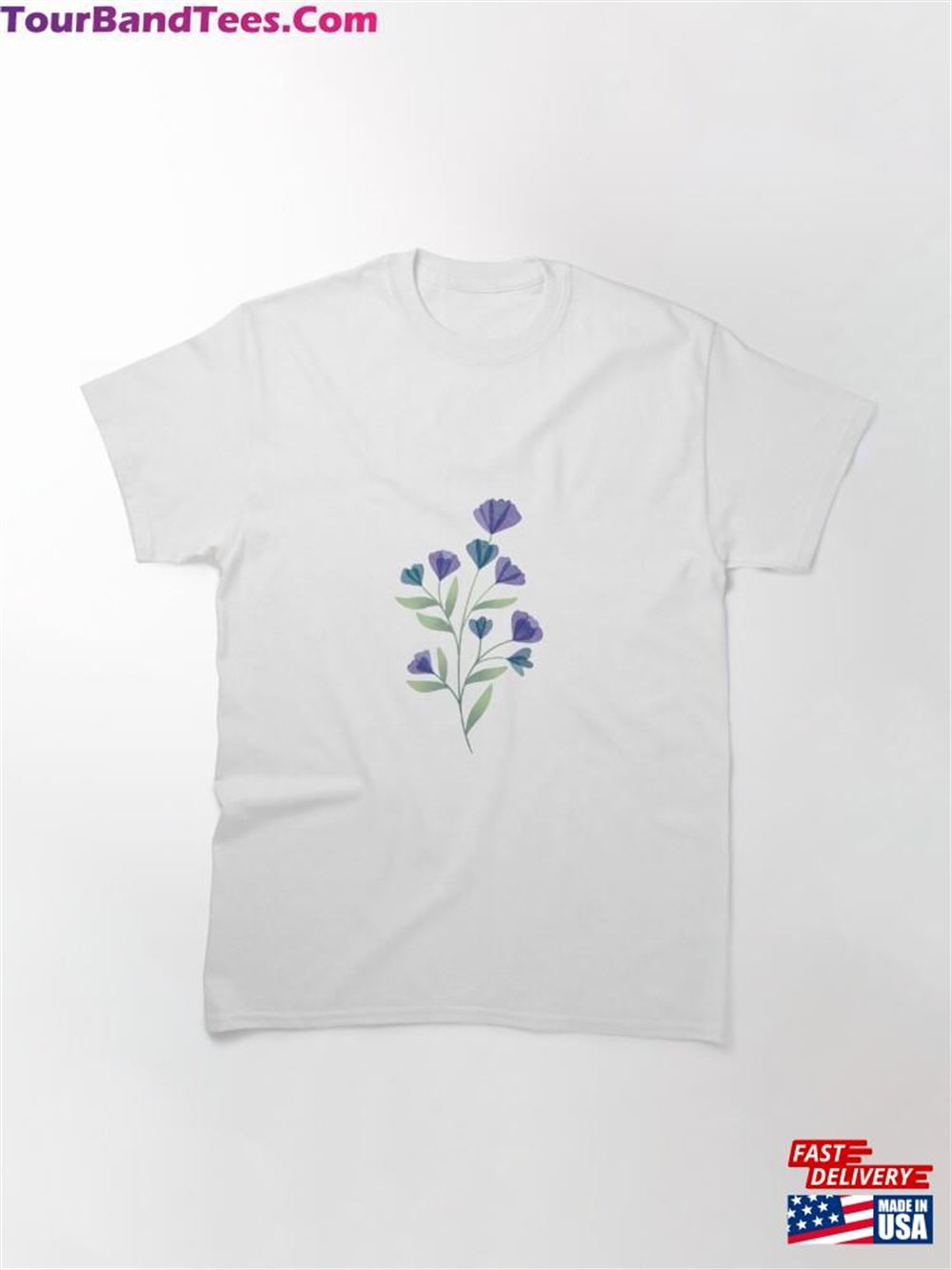 Blue And Purple Watercolor Wildflowers Classic T-Shirt 29Uf098184 – Utopia Fashion