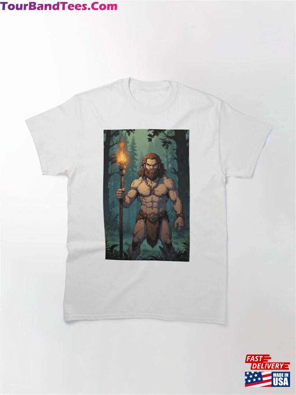 Caveman Holding A Club In One Hand Comic Book Style Classic T-Shirt Unisex 29Uf106472 – Utopia Fashion