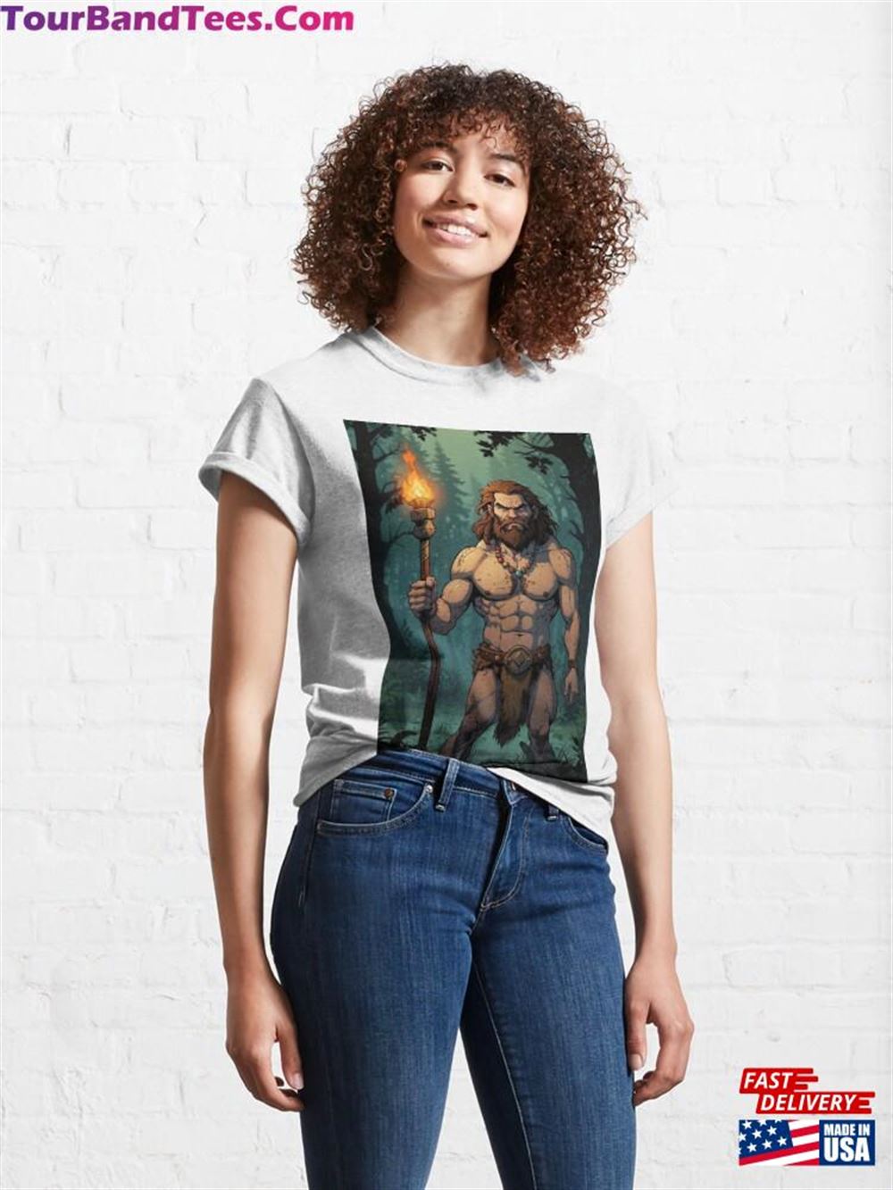 Caveman Holding A Club In One Hand Comic Book Style Classic T-Shirt Unisex 29Uf106472 – Utopia Fashion