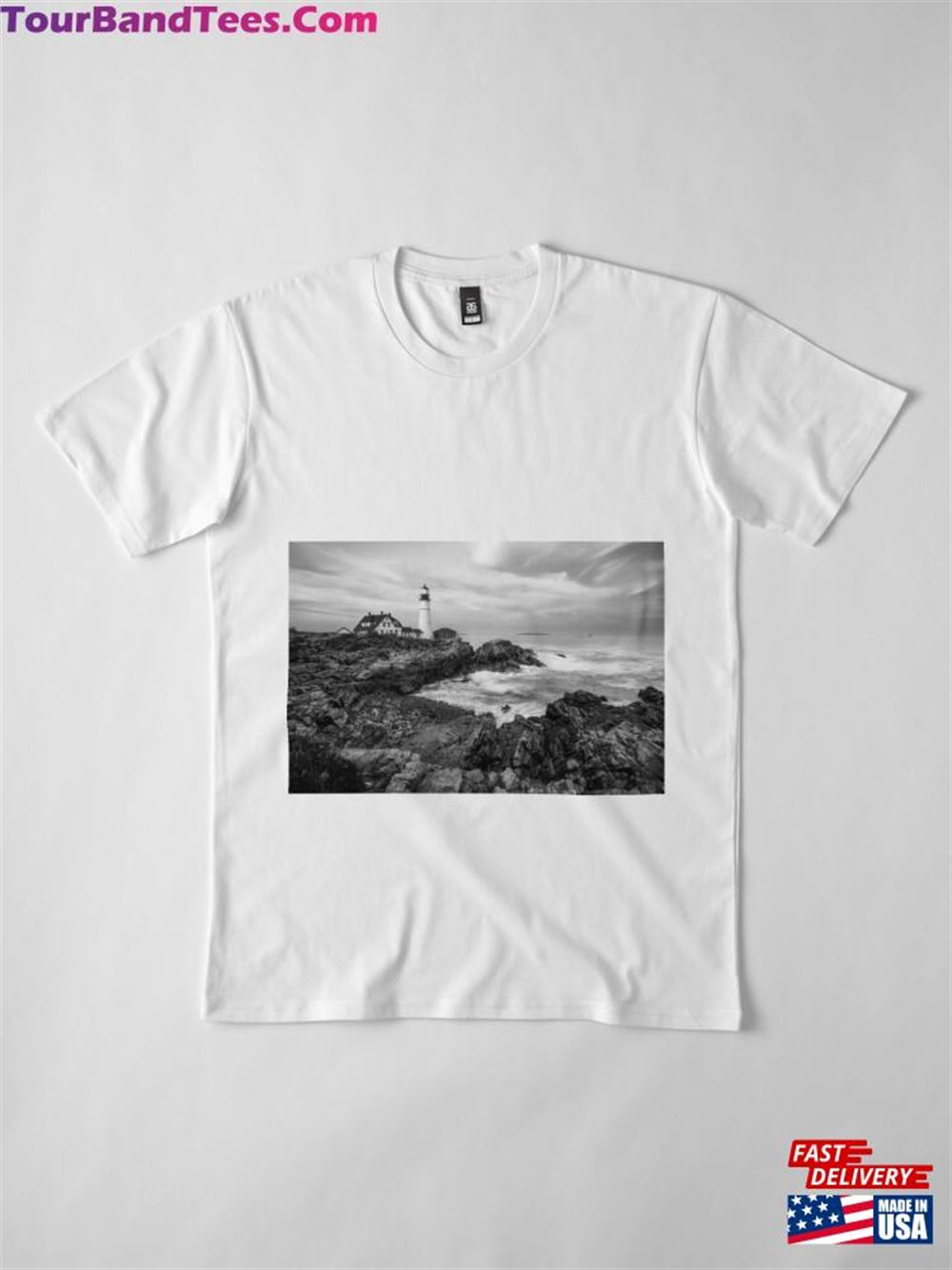 Coastal Glow At Portland Head Lighthouse In Monochrome Premium T-Shirt Hoodie Sweatshirt 29Uf106898 – Utopia Fashion