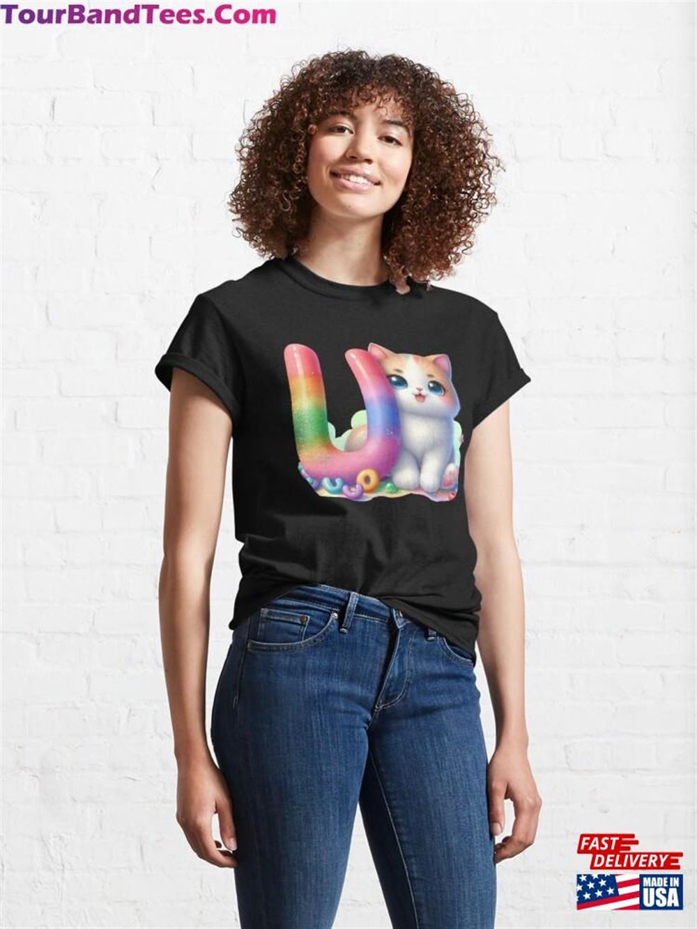 Cute Cat Rainbow Letter U Classic T-Shirt Sweatshirt Unisex 29Uf097331 – Utopia Fashion