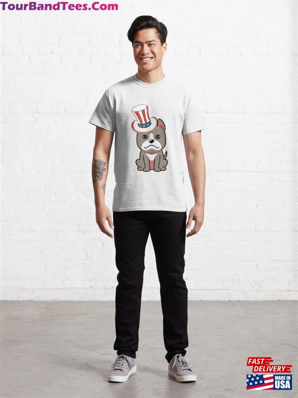 Cute Grey Dog Is Wearing An Uncle Sam Hat Classic T-Shirt Hoodie Sweatshirt 29Uf111866 – Utopia Fashion