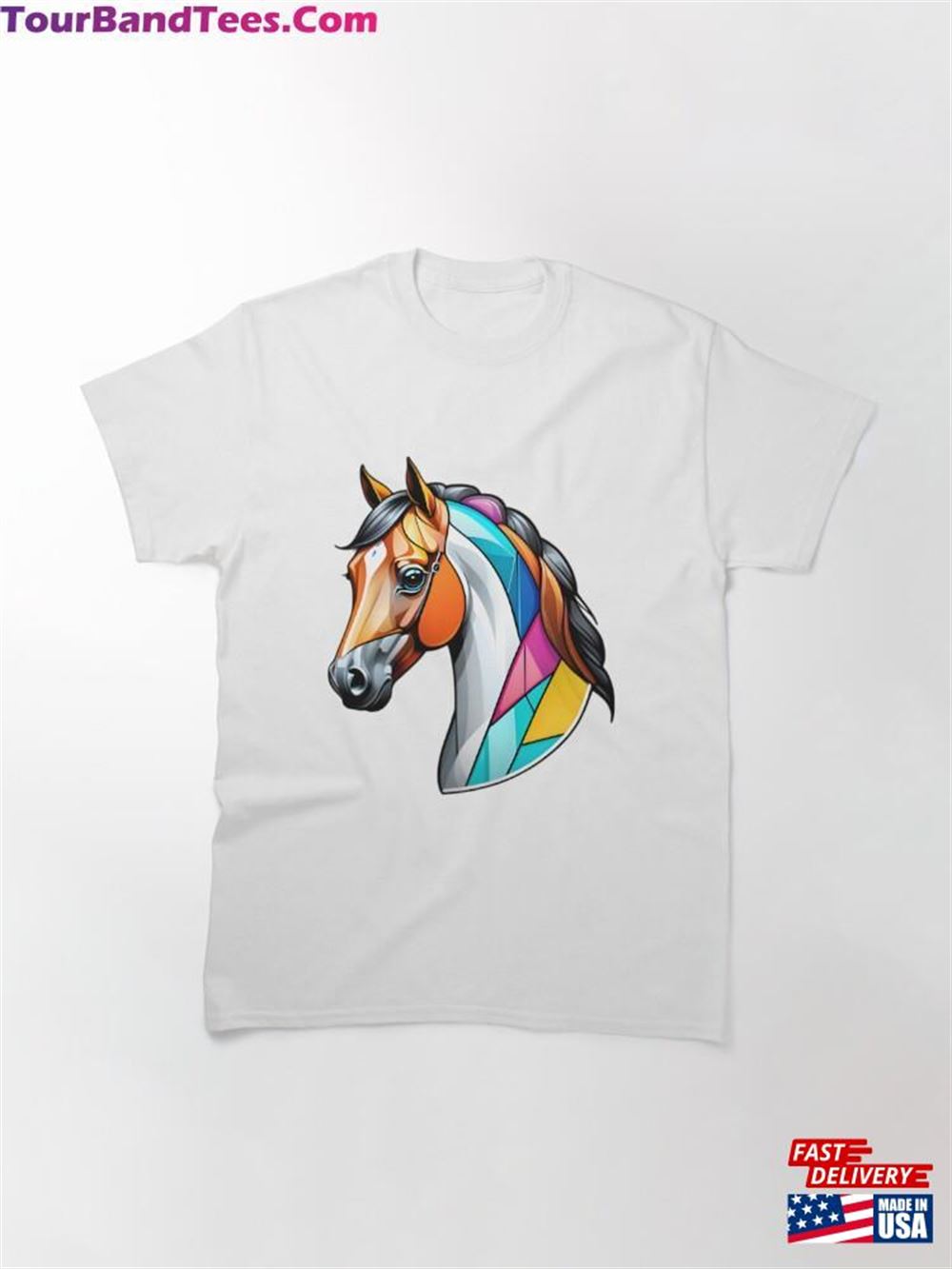 Cute Horse With Abstract Geometric Pattern Classic T-Shirt Sweatshirt 29Uf115818 – Utopia Fashion