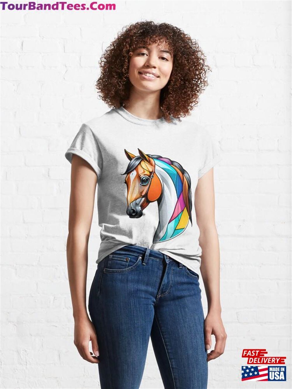 Cute Horse With Abstract Geometric Pattern Classic T-Shirt Sweatshirt 29Uf115818 – Utopia Fashion