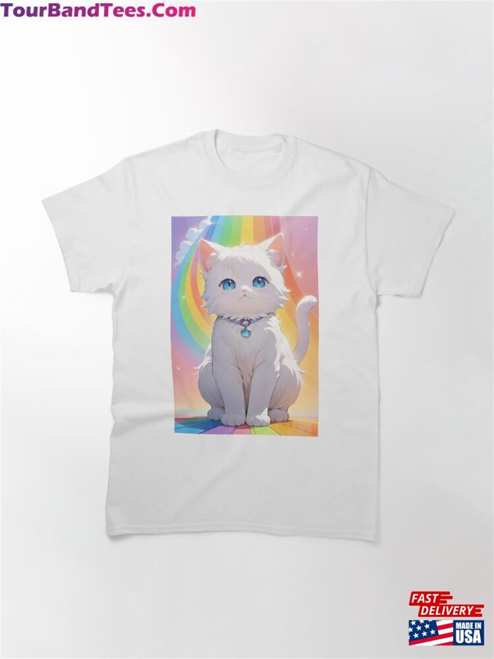 Cute Kitten On A Rainbow Classic T-Shirt Sweatshirt Hoodie 29Uf116684 – Utopia Fashion