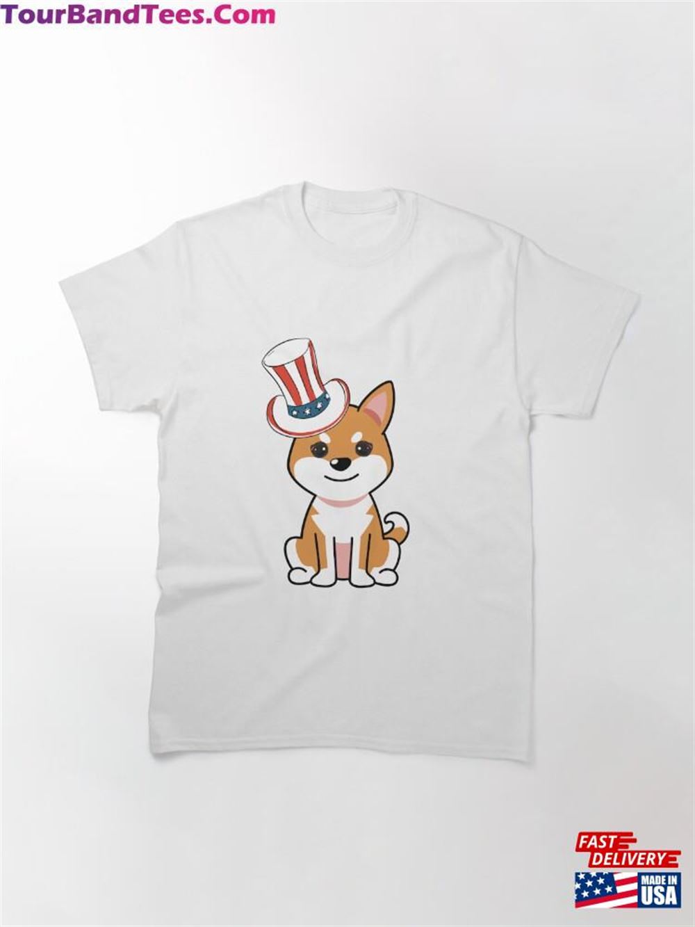 Cute Orange Dog Is Wearing An Uncle Sam Hat Classic T-Shirt 29Uf111828 – Utopia Fashion