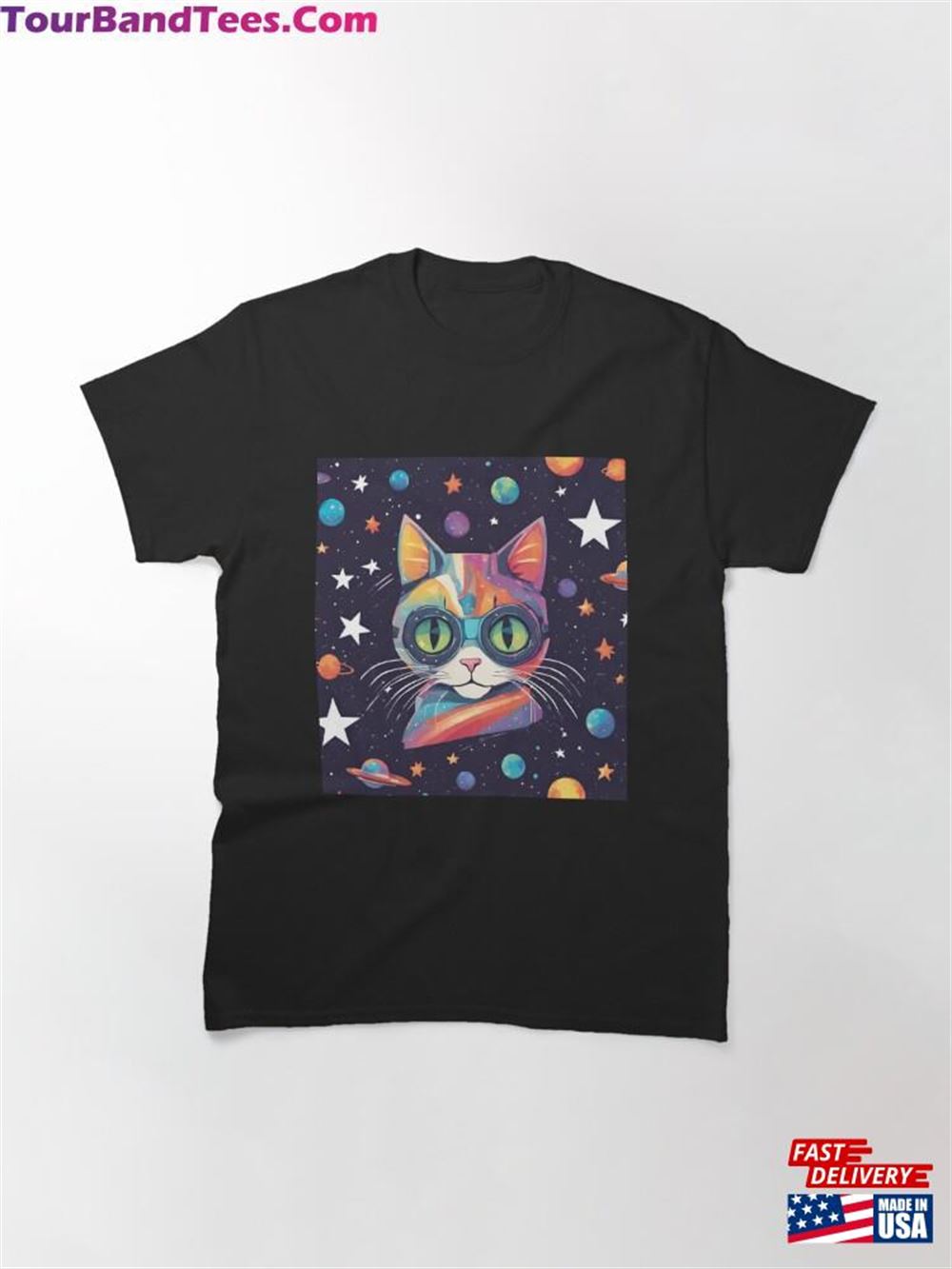 Cute Space Cat With Lots Of Blue Stars Classic T-Shirt Hoodie 29Uf098162 – Utopia Fashion