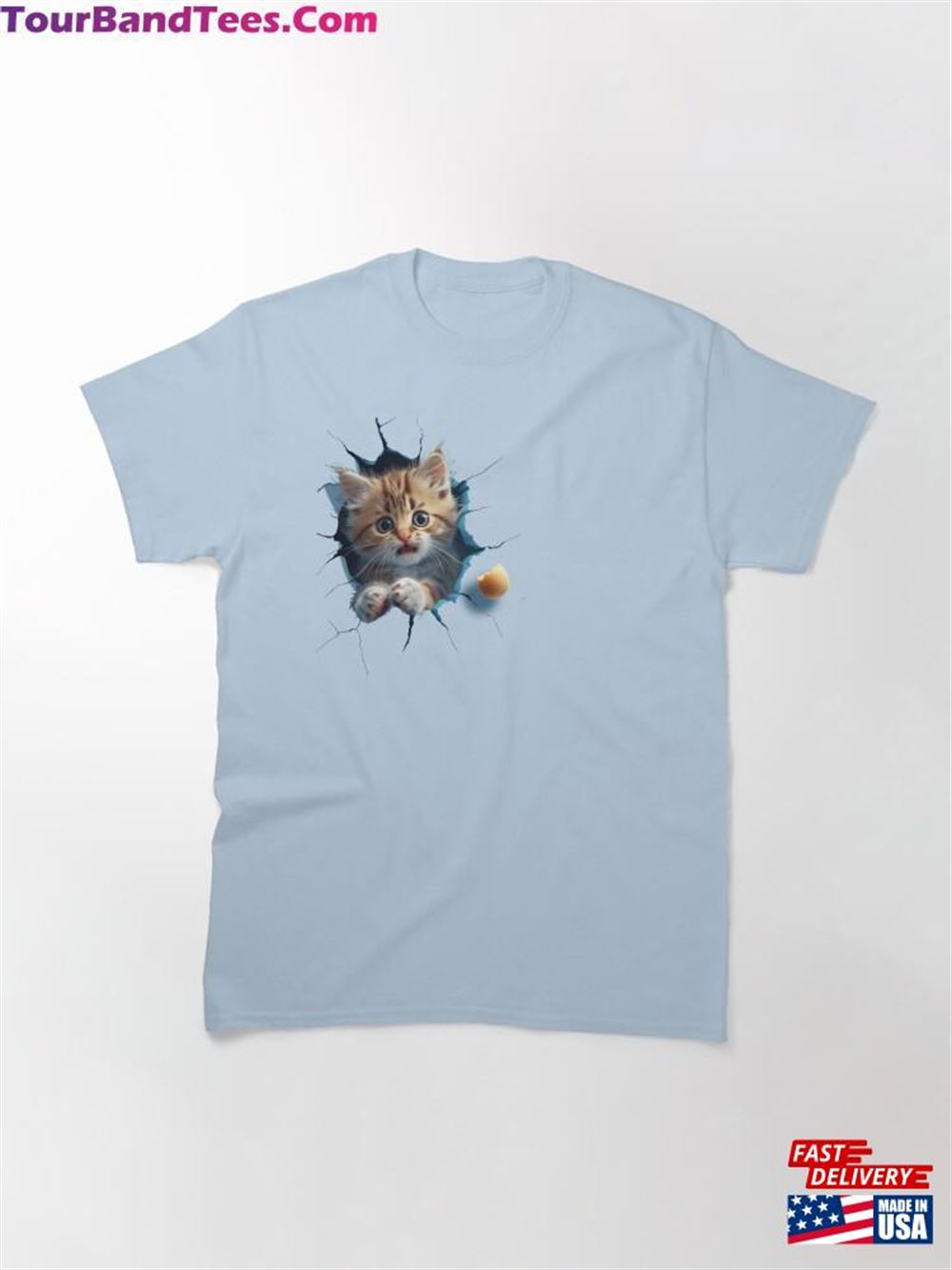 Cute Surprise Looking Kitten Coming Out Of Wall Classic T-Shirt Unisex 29Uf117848 – Utopia Fashion