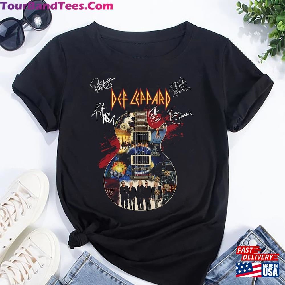 Def Leppard Siagntures Guitar T-Shirt Band Shirt 90S Vintage Classic 29Uf093062 – Utopia Fashion