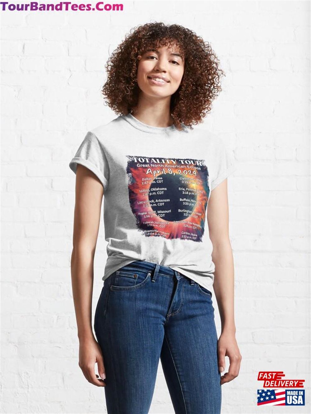 Eclipse Map Path Of The April Total Solar Official Tour Classic T-Shirt Hoodie Unisex 29Uf106334 – Utopia Fashion