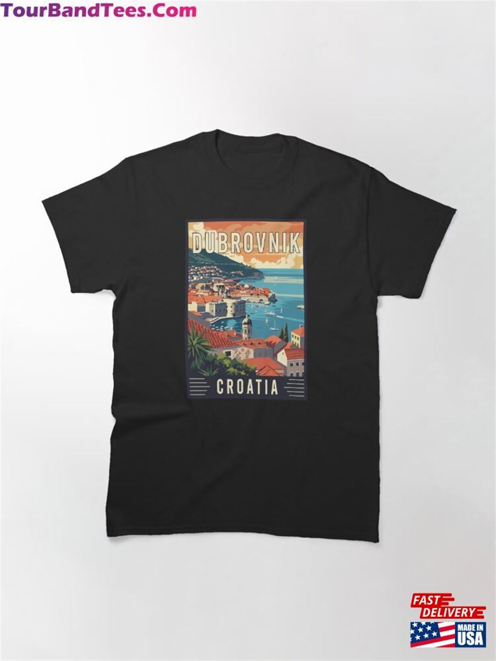 Explore Dubrovnik’S Coastal Charm In Croatia Vintage Travel Art Classic T-Shirt Unisex 29Uf092880 – Utopia Fashion