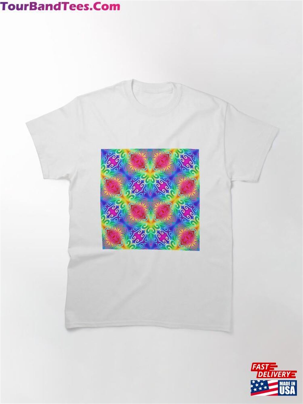 Fancy Curly Abstract Rainbow Pattern Classic T-Shirt 29Uf092153 – Utopia Fashion