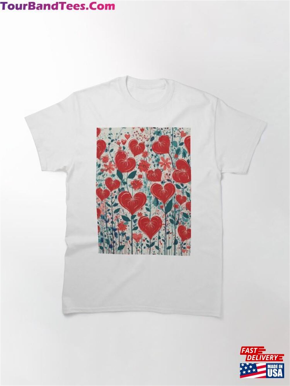 Floral Hearts Design Blossoming Affection Classic T-Shirt Hoodie 29Uf111870 – Utopia Fashion