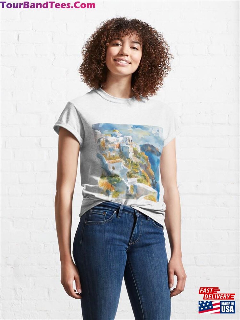 Grecian Dreamscape Watercolor Painting Abstract Sun Unisex T-Shirt 29Uf116512 – Utopia Fashion