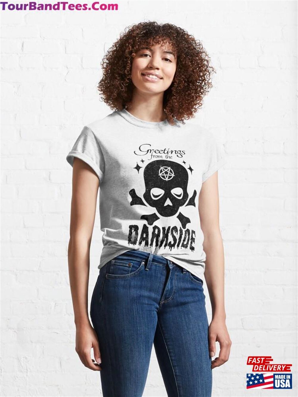 Greetings From The Darkside Grunge Skull And Crossbones Classic T-Shirt 29Uf092284 – Utopia Fashion