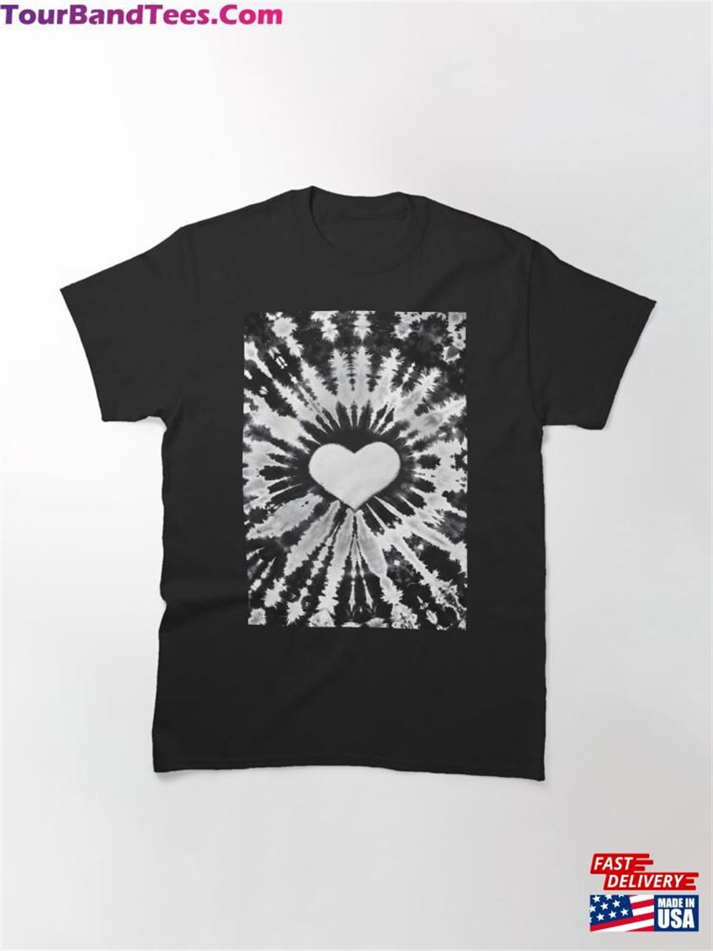 Heart Tie Dye Pattern Black Off White Classic T-Shirt Unisex 29Uf116504 – Utopia Fashion