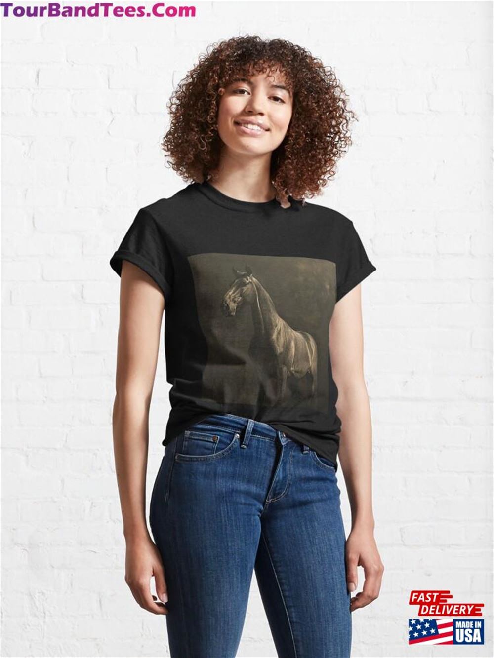 Horse Illustration Art Classic T-Shirt 29Uf106097 – Utopia Fashion