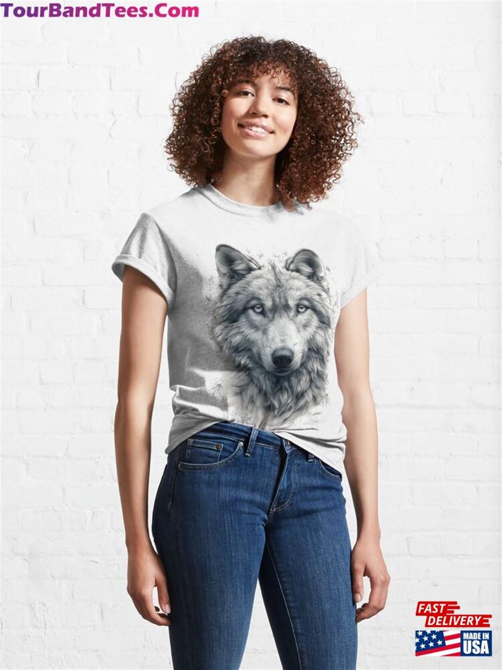 Intricate Monochrome Wolf Illustration Featuring Geometric And Celestial Elements Classic T-Shirt Hoodie 29Uf117277 – Utopia Fashion