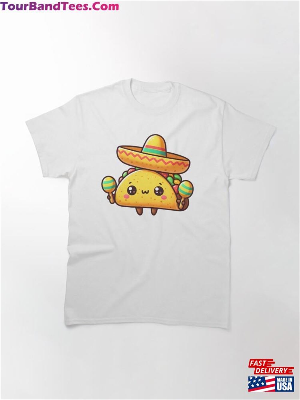 Kawaii Anthropomorphic Taco With A Small Sombrero Holding Maracas Classic T-Shirt Sweatshirt 29Uf107084 – Utopia Fashion