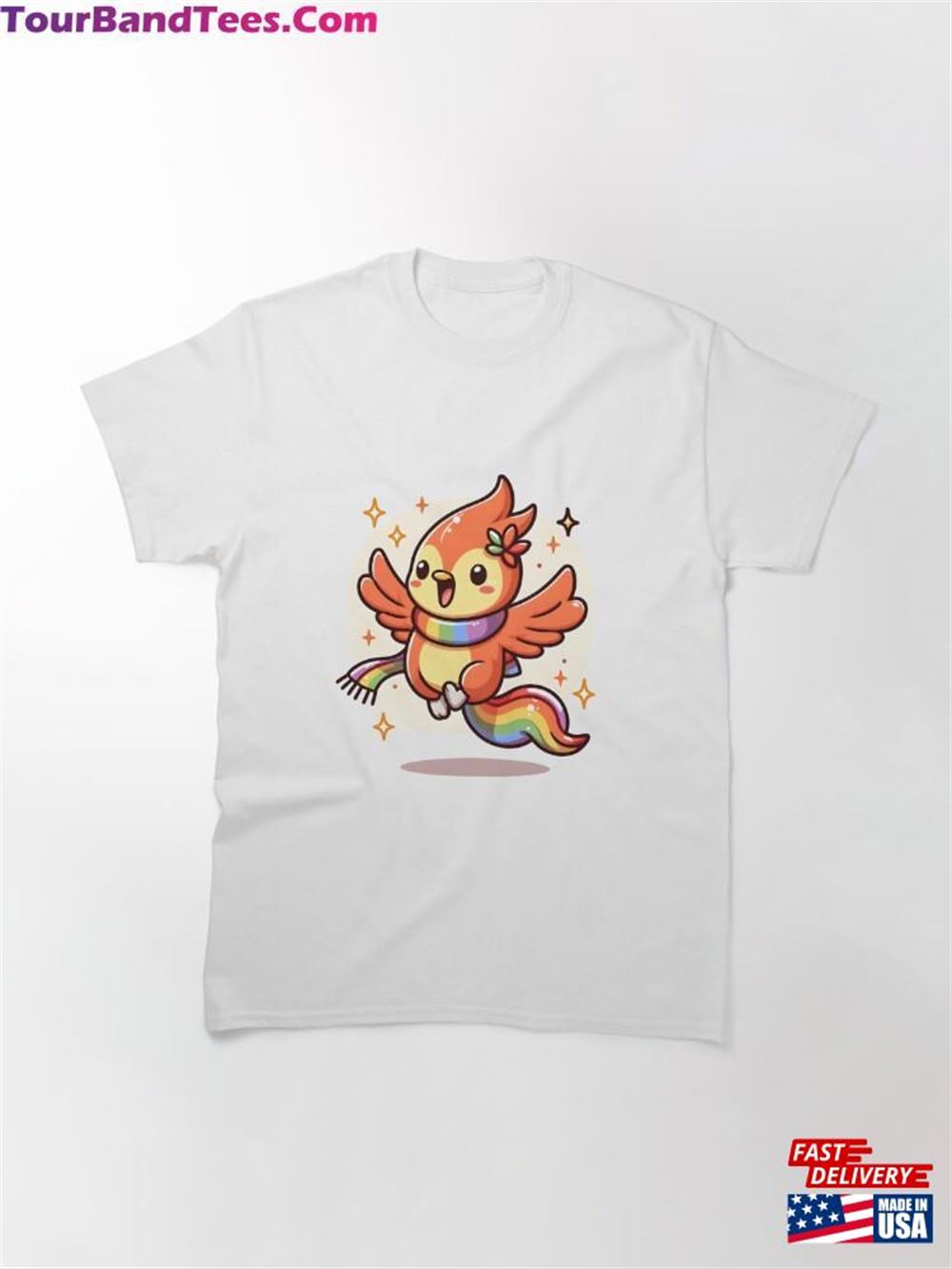 Kawaii Cheerful Phoenix With A Rainbow Scarf Classic T-Shirt 29Uf111917 – Utopia Fashion