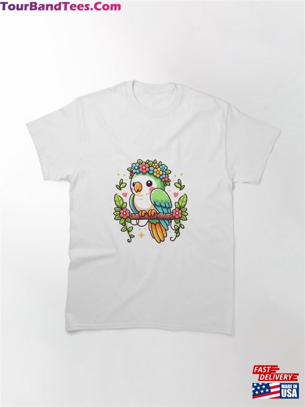 Kawaii Parrot With Flower Crown Classic T-Shirt Hoodie 29Uf092024 – Utopia Fashion