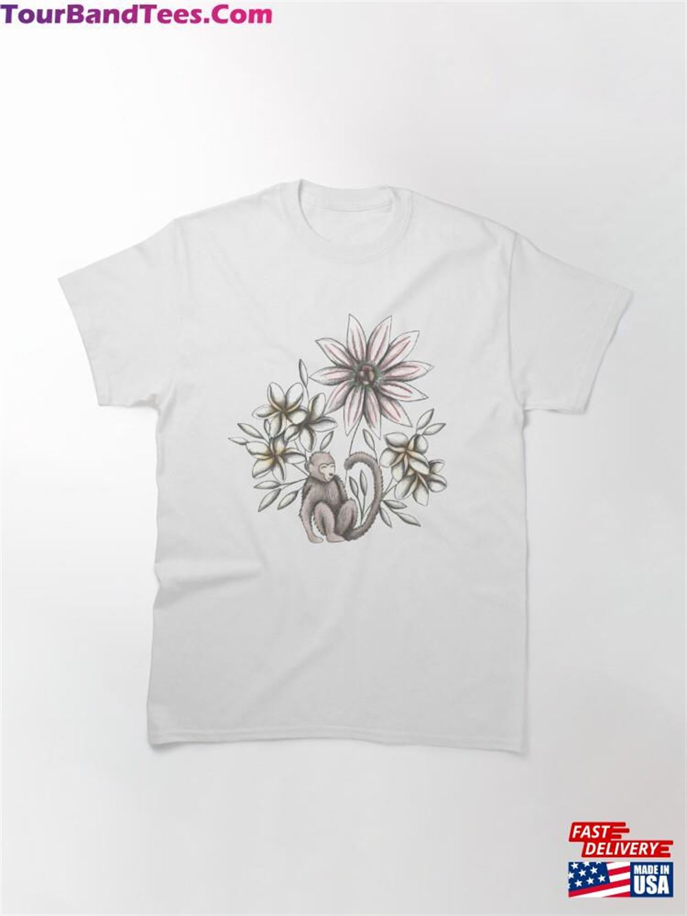 Monkey Amp Flowers Classic T-Shirt Unisex 29Uf092822 – Utopia Fashion