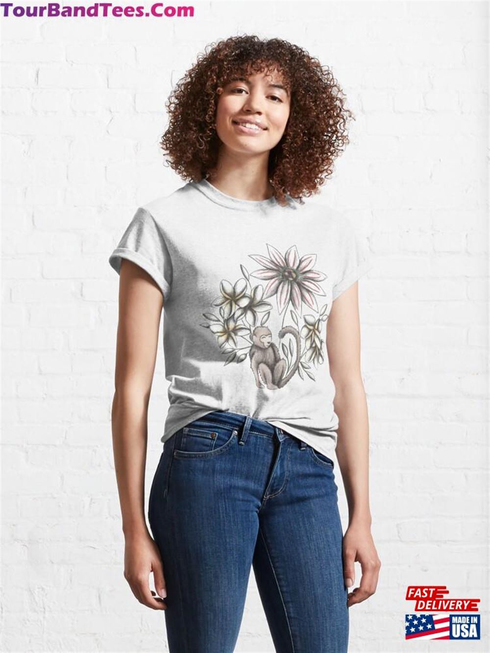 Monkey Amp Flowers Classic T-Shirt Unisex 29Uf092822 – Utopia Fashion