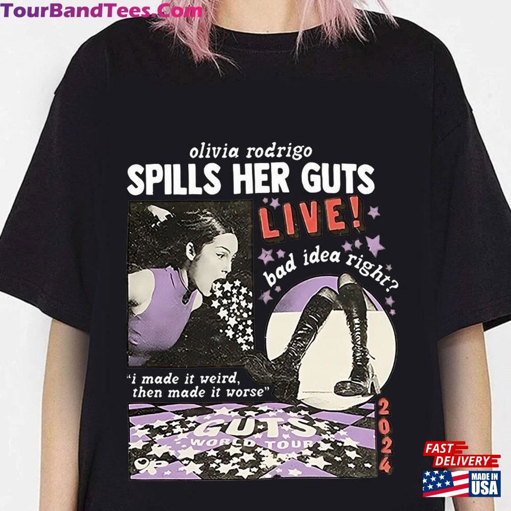 Olivia Rodrigo Spills Her Guts Shirt Tour Bad Idea Right Unisex T-Shirt 29Uf096536 – Utopia Fashion