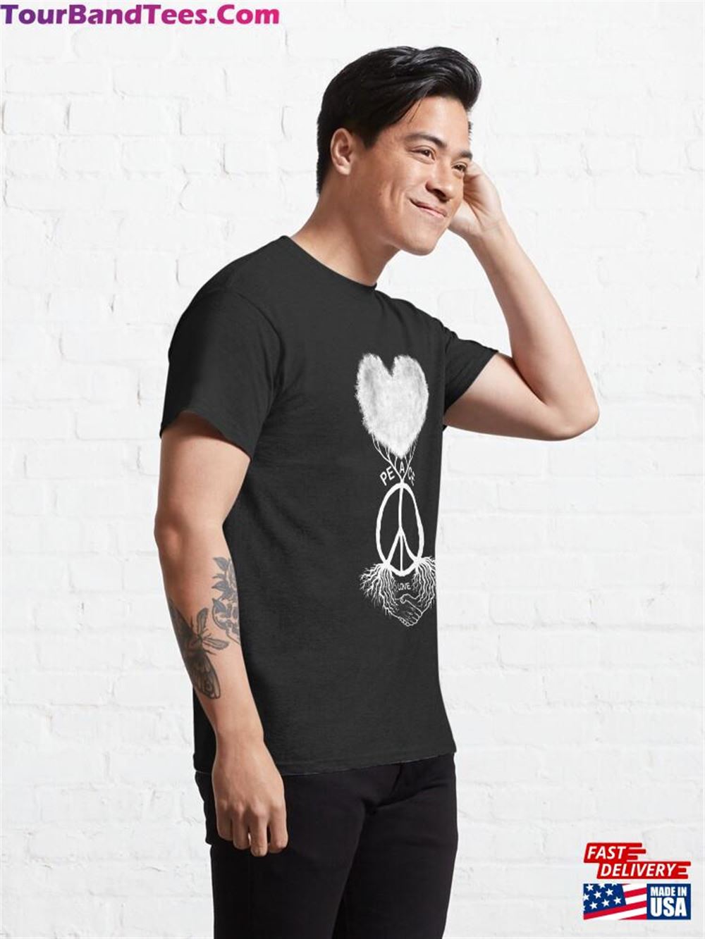 Peace Symbol With Olive Tree Transparent Drawing Classic T-Shirt Unisex 29Uf106601 – Utopia Fashion