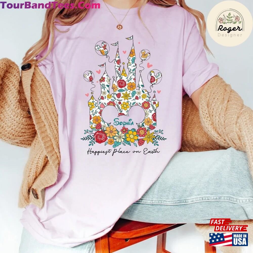 Personalized Floral Mickey Disney Castle Shirt Happiest Place On Earth Wdw Disneyland Family Trip Classic Hoodie 29Uf093163 – Utopia Fashion