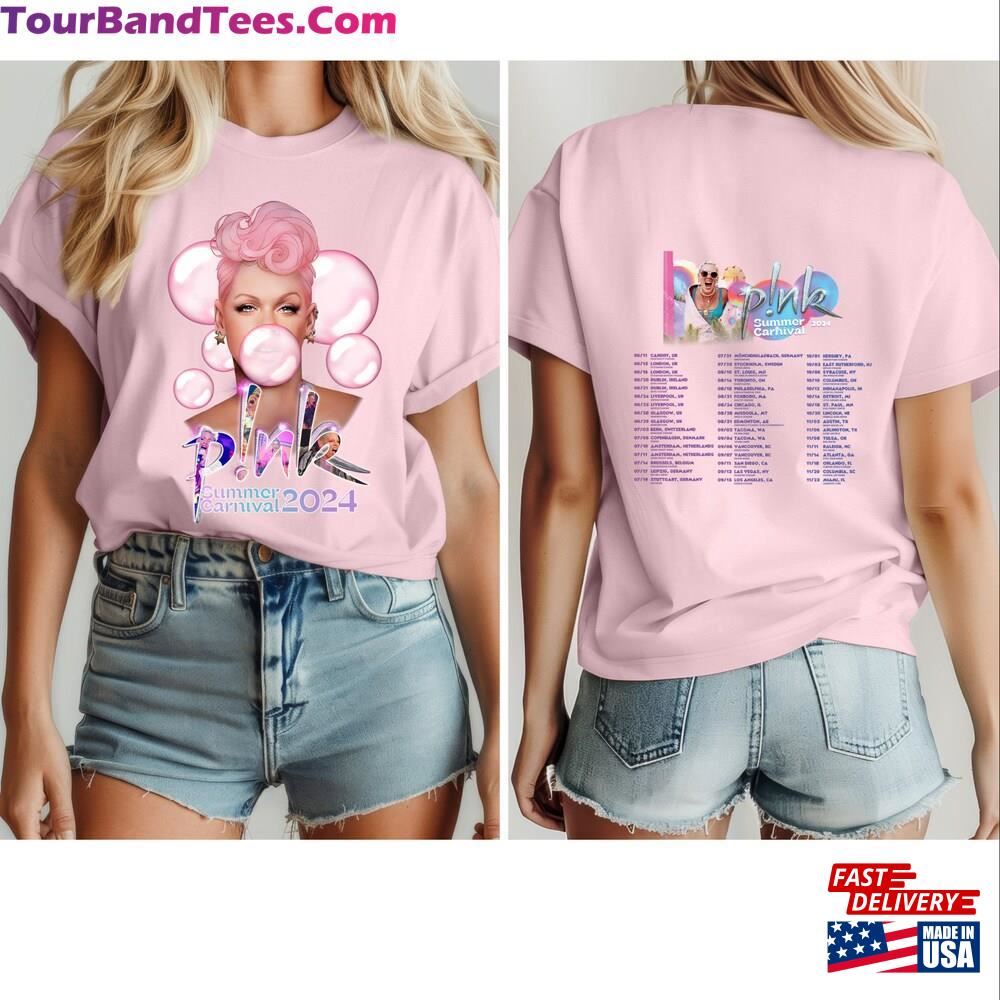 Pink Summer Carnival Concert Tour Blowing Pinkbubbles With Dates On Back Unisex Softstyle T-Shirt Classic Hoodie 29Uf096501 – Utopia Fashion