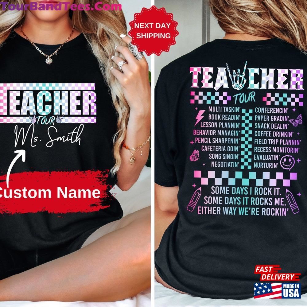 Retro Teacher Custom Name Tour Front And Back Print Shirt Classic Sweatshirt 29Uf092887 – Utopia Fashion