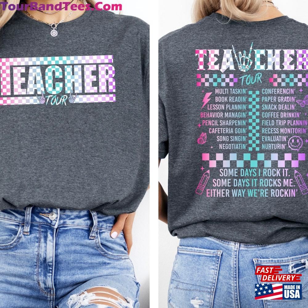 Retro Teacher Custom Name Tour Front And Back Print Shirt Classic Sweatshirt 29Uf092887 – Utopia Fashion