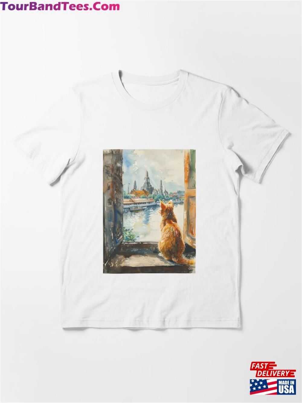 Riverside Repose Feline Grace Amidst Sacred Spires Essential T-Shirt Sweatshirt Classic 29Uf110741 – Utopia Fashion