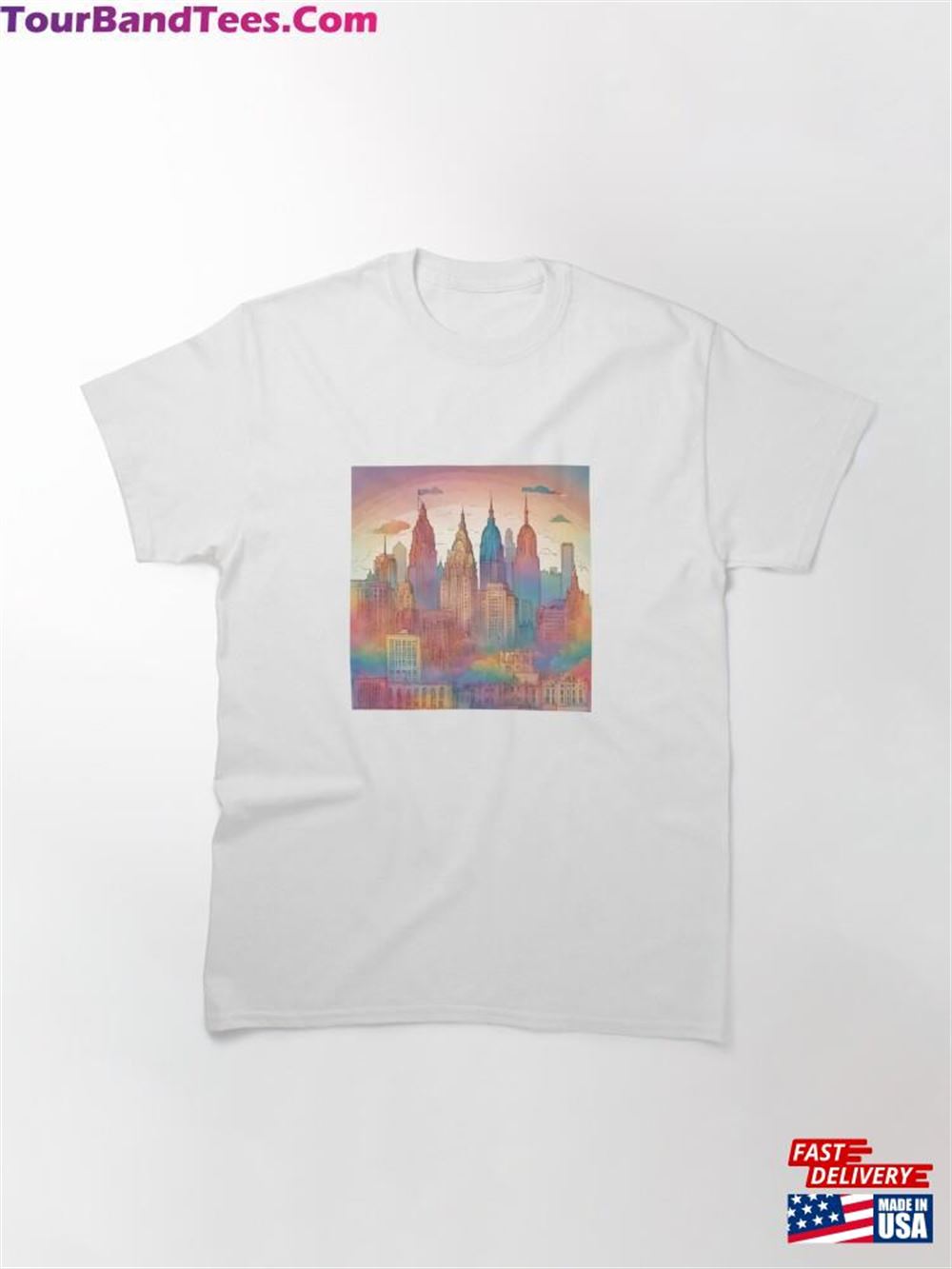 Skyline Of Ny Rainbow Pastel Classic T-Shirt Sweatshirt 29Uf106206 – Utopia Fashion