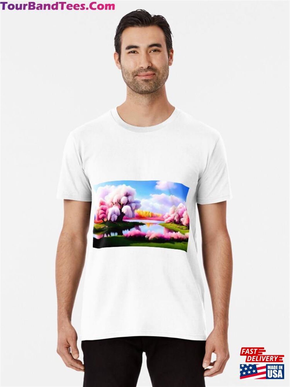 Spring Landscape With Fabulous Pink Trees Premium T-Shirt Classic 29Uf116311 – Utopia Fashion