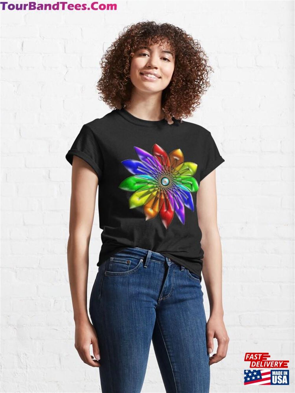 Stained Glass Color Wheel Pride Blossom Mandala Classic T-Shirt Sweatshirt 29Uf115901 – Utopia Fashion