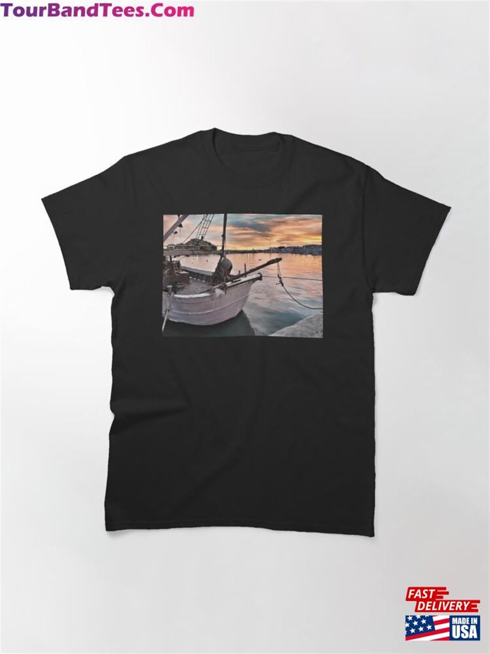 Sunset Reflections Bow Of A Fishing Boat In Manfredonia Classic T-Shirt Hoodie Sweatshirt 29Uf106084 – Utopia Fashion