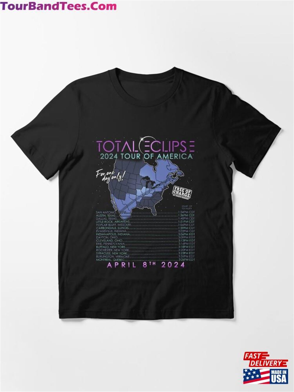 Total Solar Eclipse April 8Th Tour Of America Essential T-Shirt Unisex Classic 29Uf092345 – Utopia Fashion