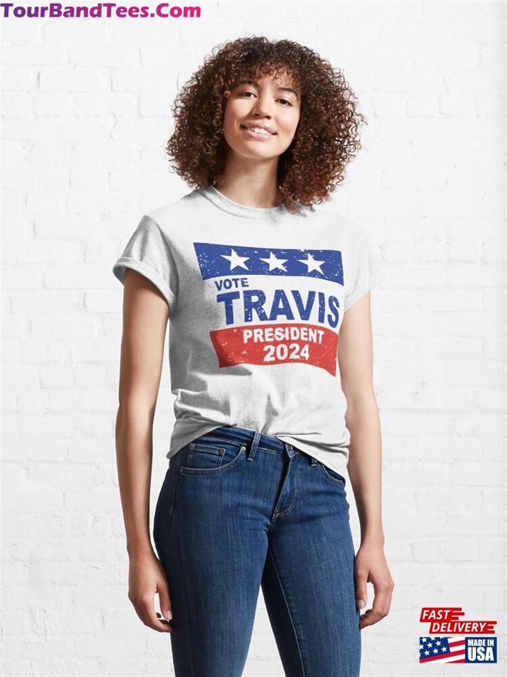 Travis Vote For President Style Name Tag Design Classic T-Shirt Hoodie 29Uf111856 – Utopia Fashion