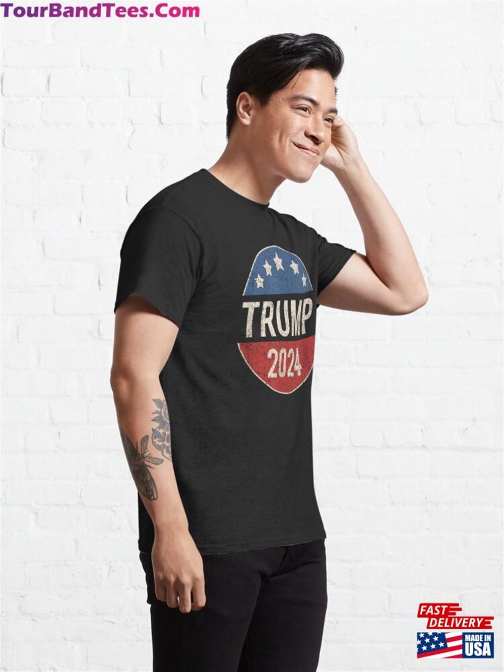 Trump Retro Campaign Button Re Elect President Classic T-Shirt Hoodie Sweatshirt 29Uf097084 – Utopia Fashion