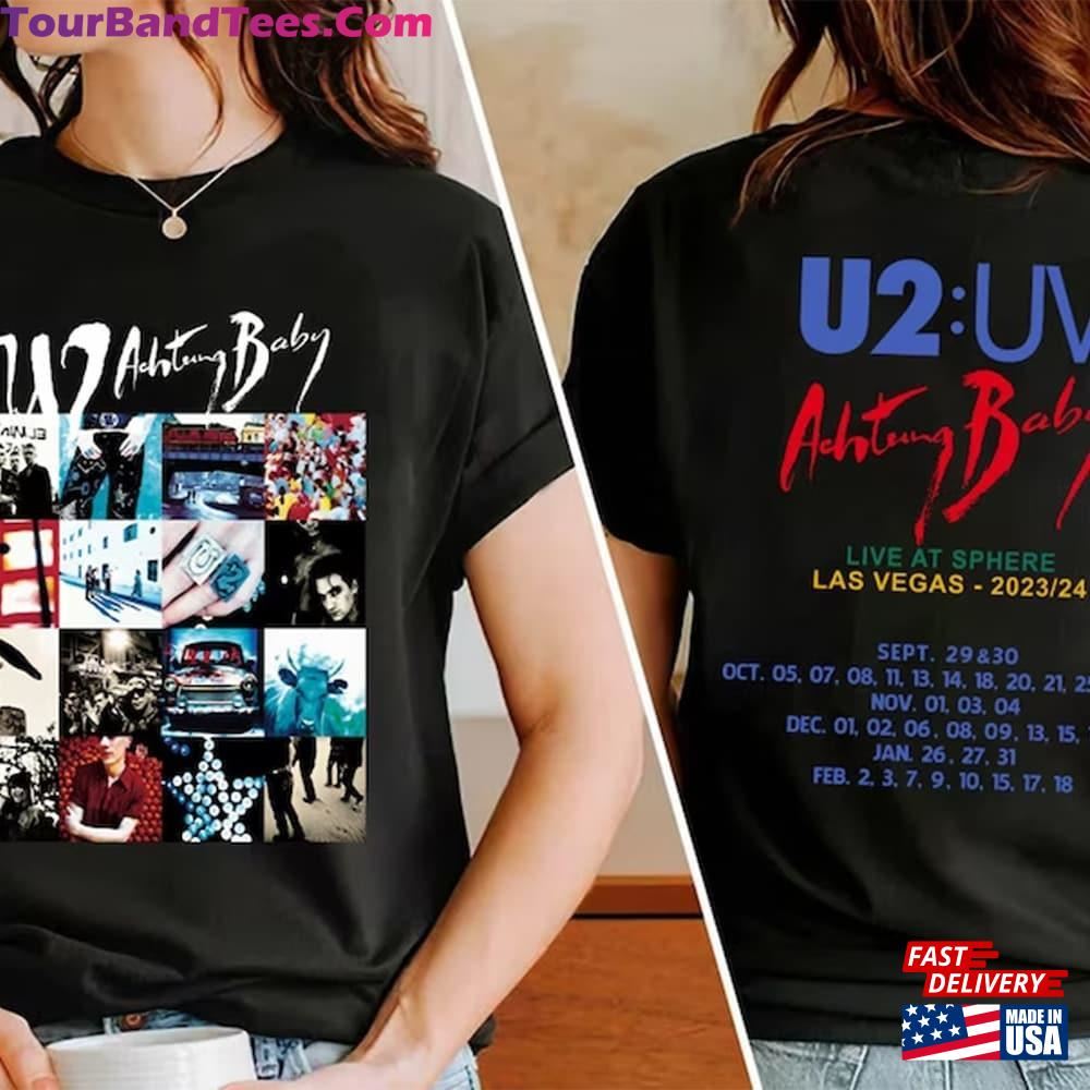 Updated U2 Rock Band Achtung Baby Album Tour T-Shirt Sweatshirt Dates Unisex 29Uf106735 – Utopia Fashion