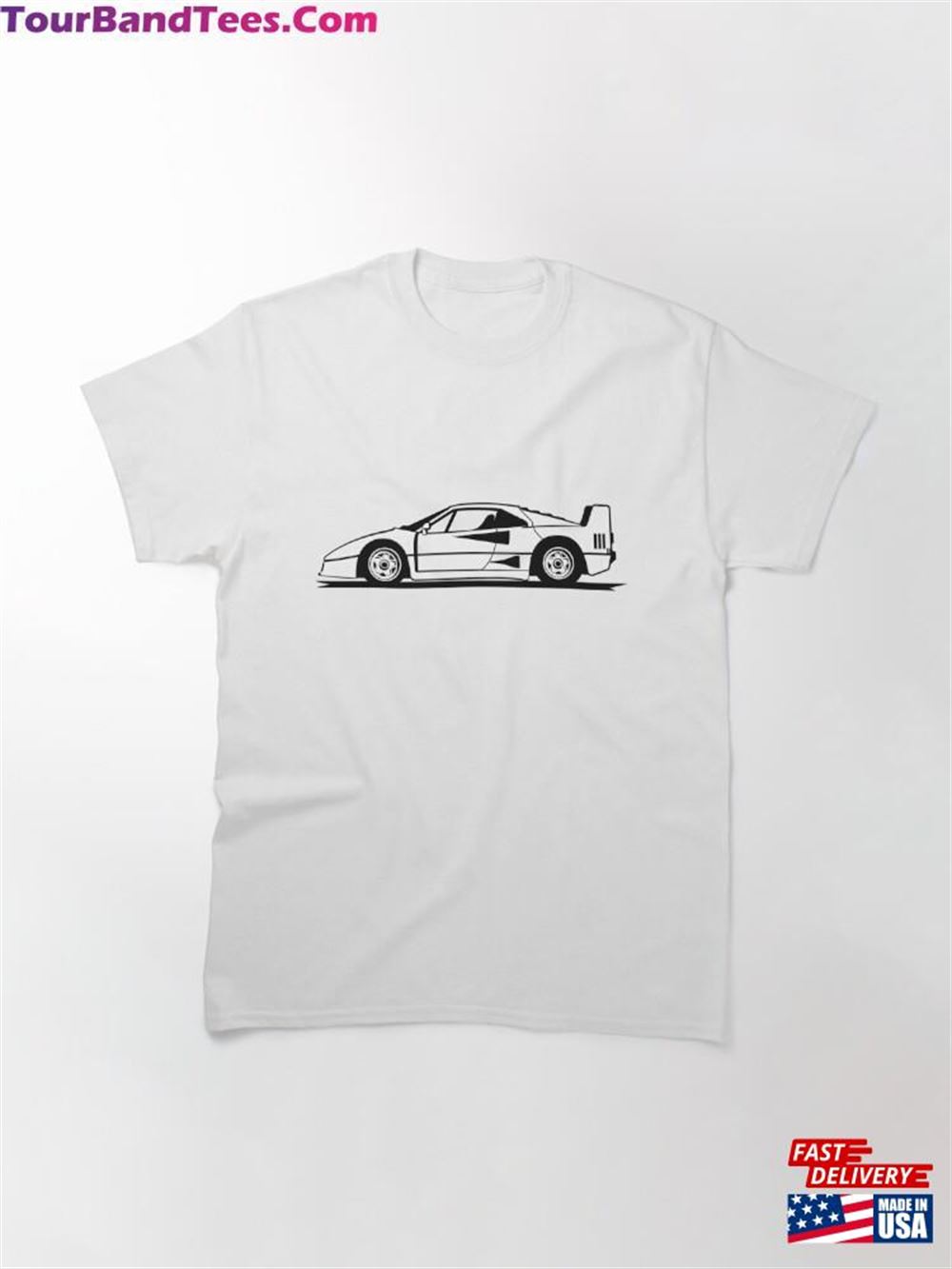 Vector Illustration Of A Stylish Ferrari F40 Sports Car Featuring Modern Automotive Design Classic T-Shirt 29Uf111994 – Utopia Fashion