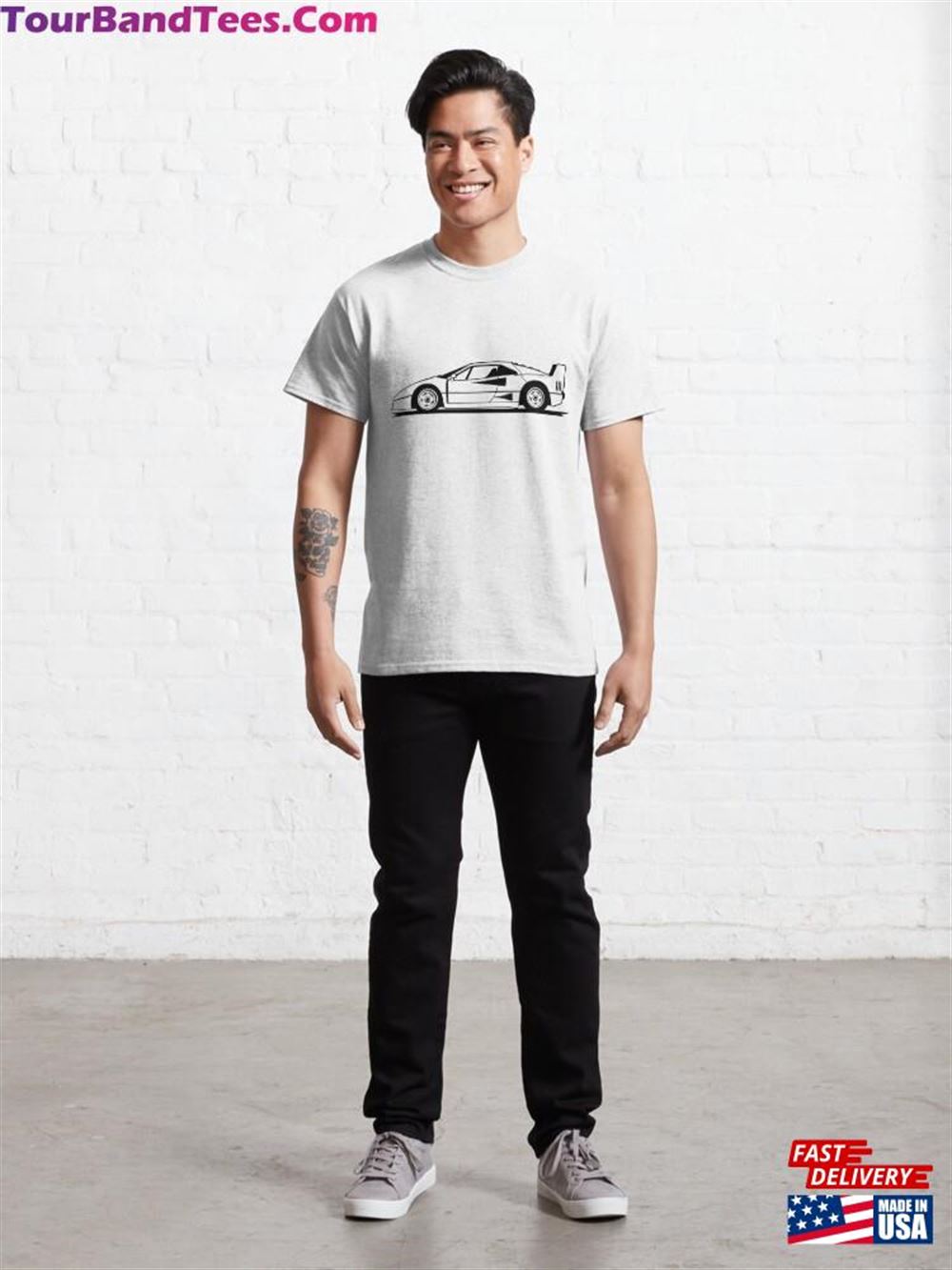 Vector Illustration Of A Stylish Ferrari F40 Sports Car Featuring Modern Automotive Design Classic T-Shirt 29Uf111994 – Utopia Fashion