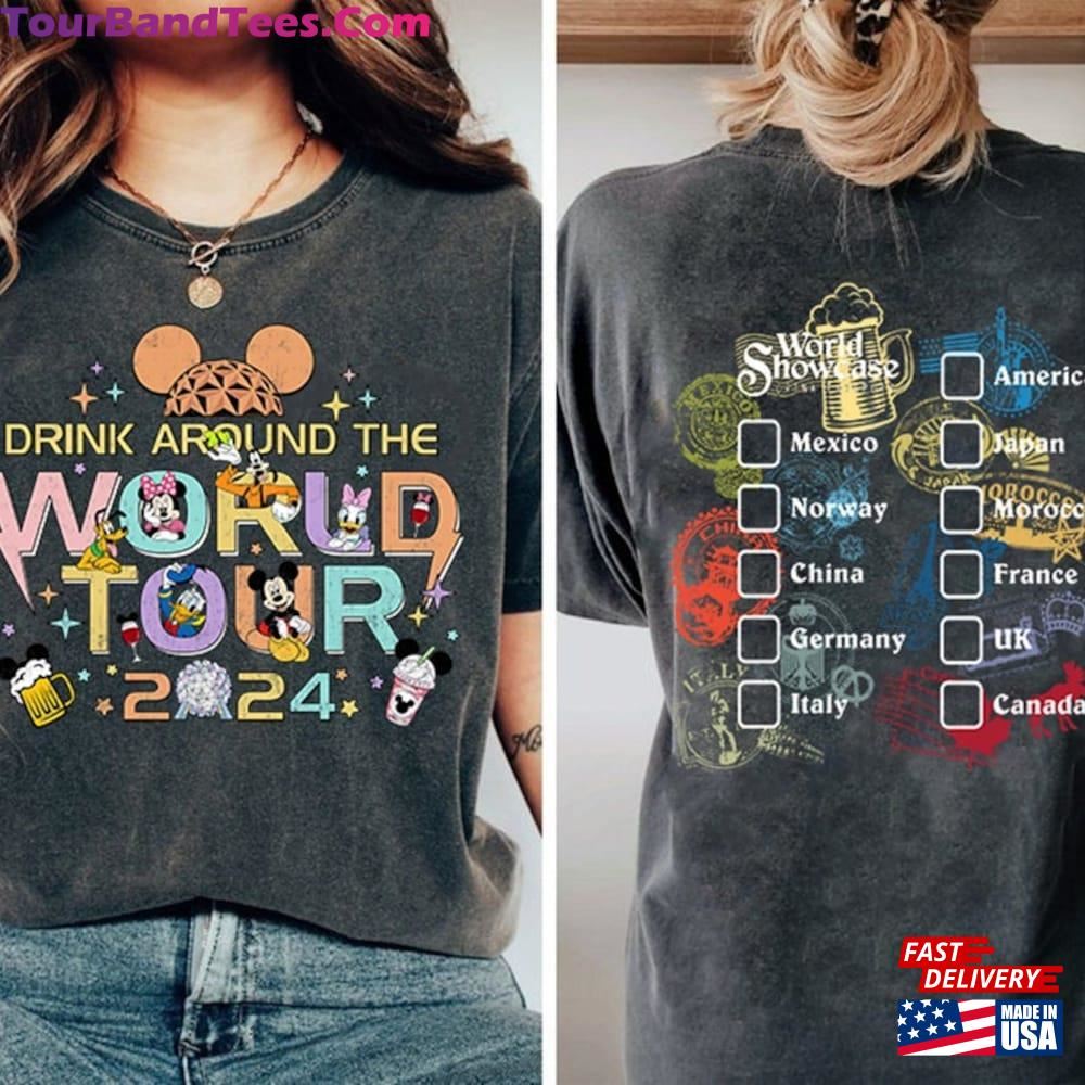 Vintage Disneyland Epcot World Tour Shirt Drink Around The Shirts Showcase Classic Hoodie 29Uf102137 – Utopia Fashion